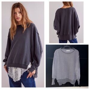 NEW We The Free Camden Charcoal Black Sweatshirt